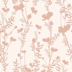 Field herbs. Delicate pink pattern. Summer design. TREND COLORS
