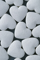 heart shaped pills close up macro