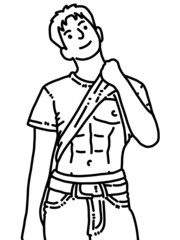 black and white of cute man for coloring