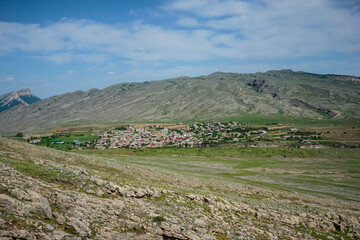 Fototapeta na wymiar Beautiful landscape of the valley and mountains in Dagestan