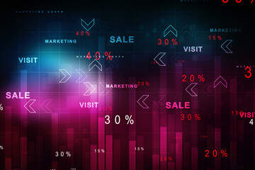 2d rendering Stock market online business concept. business Graph 