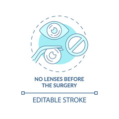 Obraz premium No lenses before the surgery blue concept icon. Doctor prescription and warning before surgery abstract idea thin line illustration. Vector isolated outline color drawing. Editable stroke