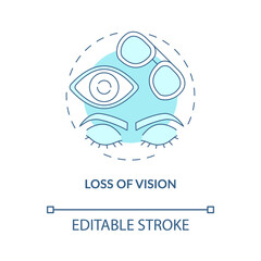 Loss of vision blue concept icon. One major side effect. Negative reaction after lasik eye surgery abstract idea thin line illustration. Vector isolated outline color drawing. Editable stroke