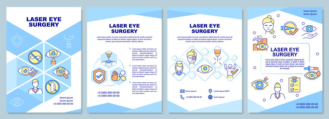 Laser eye surgery brochure template. Vision problems treatment. Flyer, booklet, leaflet print, cover design with linear icons. Vector layouts for presentation, annual reports, advertisement pages