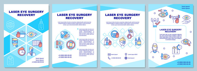Fototapeta na wymiar Laser eye surgery recovery brochure template. Vision improvement. Flyer, booklet, leaflet print, cover design with linear icons. Vector layouts for presentation, annual reports, advertisement pages