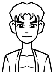 black and white of cute man for coloring