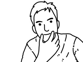 black and white of cute man for coloring