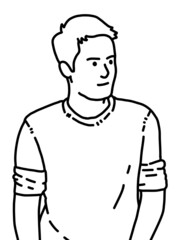 black and white of cute man for coloring