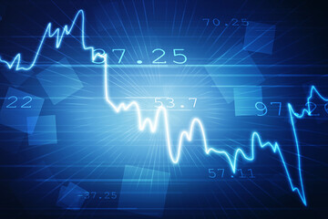 Business Growth graph on technology background, Futuristic raise arrow chart digital transformation abstract technology background. Big data and business growth currency stock and investment economy