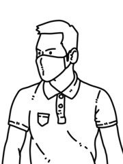 black and white of cute man for coloring