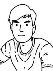 black and white of cute man for coloring