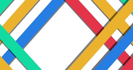 Digital composite of multi colored striped pattern around copy space on white background