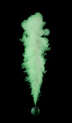 Colored green smoke flies in the air,smoke bombs smoking