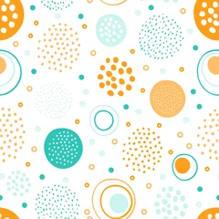 Tapeten Abstract geometric seamless pattern with colorful circles and dots. © FRESH TAKE DESIGN