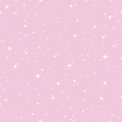 Seamless pattern with white stars and pink background