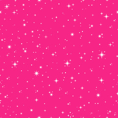 White tiny stars seamless pattern with pink background.