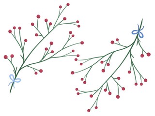 cute illustration with a twig with berries	

