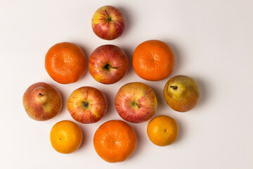 ripe juicy fruits on white