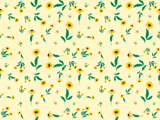 flower seamless pattern on yellow background