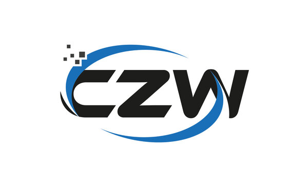 dots or points letter CZW technology logo designs concept vector Template Element