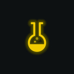 Beaker yellow glowing neon icon