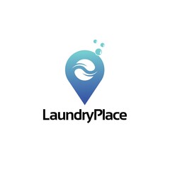 Laundry location logo design vector template