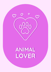 Animal rescue organization postcard with linear glyph icon. Greeting card with decorative vector design. Simple style poster with creative lineart illustration. Flyer with holiday wish