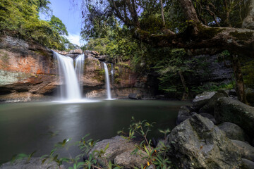 Fototapeta premium Haew Suwat Waterfall in Khao Yai National Park in Thailand.