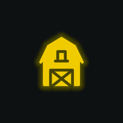 Barn yellow glowing neon icon