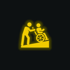 Assistance yellow glowing neon icon