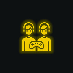 Battle yellow glowing neon icon