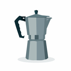 Vector illustration with geyser coffee maker isolated on white background.