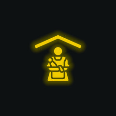 Babysitting yellow glowing neon icon