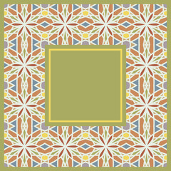 Lace frame made of mosaic pattern. Decoration of postcards and napkins.