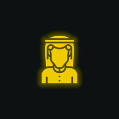 Arab yellow glowing neon icon