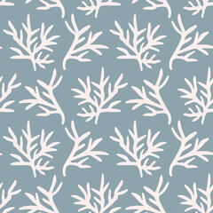 Seamless pattern with corals on gray background. Modern design for fabric and paper, surface textures.	
