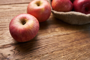 apples on a wooden table vitamins fresh fruits organic