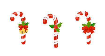 Decorative Christmas candies for design. Lollipops with Christmas decorations.Vector