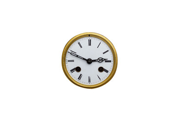 Isolated simple roman numbers old golden clock face