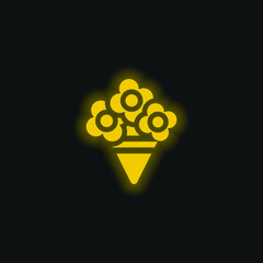 Bouquet yellow glowing neon icon