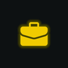 Briefcase yellow glowing neon icon