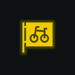 Bicycle Parking yellow glowing neon icon