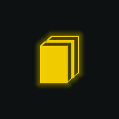 Books yellow glowing neon icon