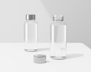 Transparent plastic bottle, thermos water bottle, 3d rendering, 3d illustration