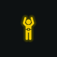 Boxer With Belt yellow glowing neon icon