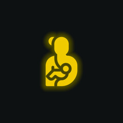Breastfeeding yellow glowing neon icon