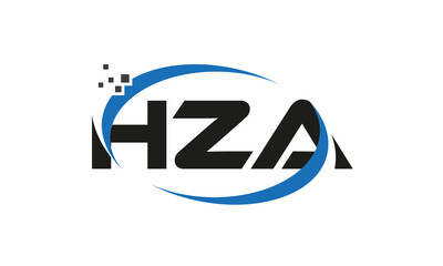 dots or points letter HZA technology logo designs concept vector Template Element