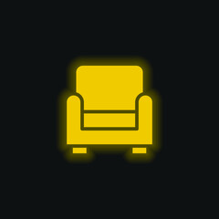 Armchair yellow glowing neon icon