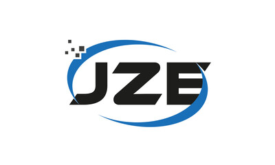 dots or points letter JZE technology logo designs concept vector Template Element