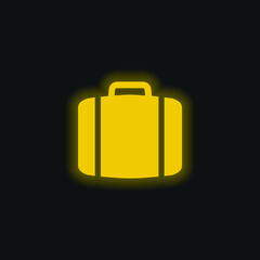 Baggage yellow glowing neon icon
